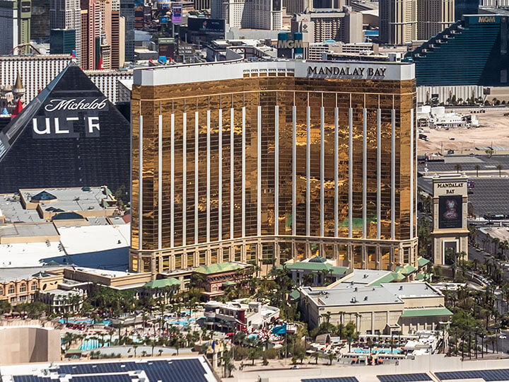Aerial View of Mandalay Bay on the Las Vegas strip
